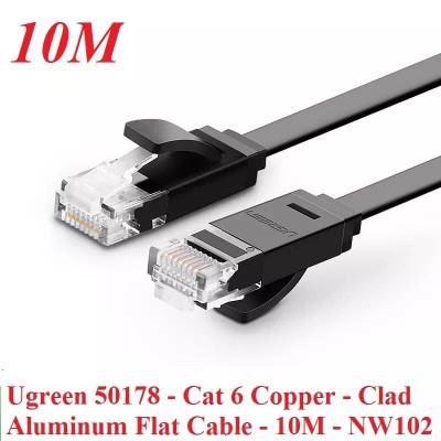Ugreen UG50178NW102TK 10M màu Đen Cáp mạng LAN CAT6 dây dẹt - HÀNG CHÍNH HÃNG