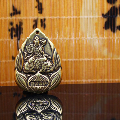 Dây chuyền mặt Phật Phổ Hiền Bồ Tát hoa sen bằng đồng - MV02