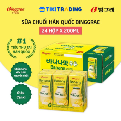 Thùng 24 hộp Sữa chuối 200ml nhãn hiệu Binggrae