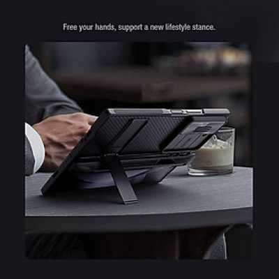 Ốp Lưng Cho Samsung Galaxy Z Fold 6 / Zfold 6 5G hiệu NILLKIN Camshield Chống Sốc Nắp Bảo Vệ Camera Kèm Khe Bút Kiêm Giá Đỡ Điện Thoại cao cấp - Hàng nhập khẩu