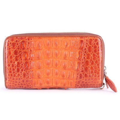 HC3208-09-10-16 - Bóp nữ da cá sấu Huy Hoàng 2 khóa gai màu vàng bò, đen, nâu đỏ, nâu đất