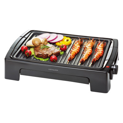 Vỉ Nướng Điện Lock&Lock EJG221 (1300W) - Hàng Chính Hãng, Mặt Bếp Chống Dính, 5 Mức Chỉnh Nhiệt, Khay Hứng Dầu Có Thể Tháo Rời, Tặng Kèm Ống Hút Và Cọ Rửa