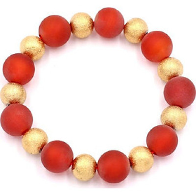 Vòng chuỗi tay - thạch anh đỏ mài mờ 12 ly VTAOMHVM1 - hợp mệnh Hỏa, mệnh Thổ