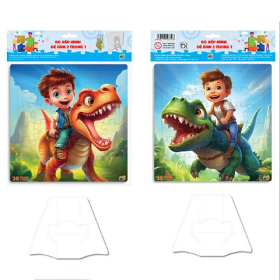 Bộ 2 Tranh Xếp Hình 36 Mảnh Để Bàn 23 x 23 cm - Minh Châu C2-009