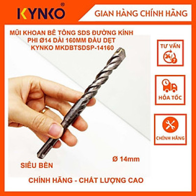MŨI KHOAN BÊ TÔNG SDS ĐƯỜNG KÍNH PHI Ø 14 DÀI 160MM ĐẦU DẸT KYNKO MKDBTSDSP- 14160