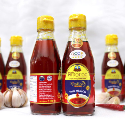 Nước Mắm Cốt Kim Hoa Phú Quốc 40 độ đạm Hộp 180ml - Hộp 6 chai - mỗi chai 180ml