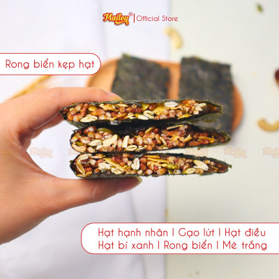 Rong biển kẹp hạt dinh dưỡng Mailey Hộp 120g - hỗ trợ ăn kiêng giảm cân, bánh ngũ cốc dinh dưỡng