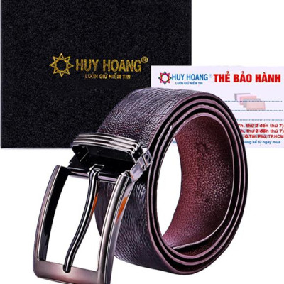 Thắt Lưng Nam Da Đà Điểu Bản Lớn Trơn Đầu Kim Màu Nâu Đất Huy Hoàng HT4430 - Nâu Đất