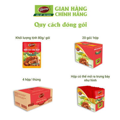 Combo 3 gói Xốt Gia vị hoàn chỉnh Barona - Sườn xào chua ngọt 80gr