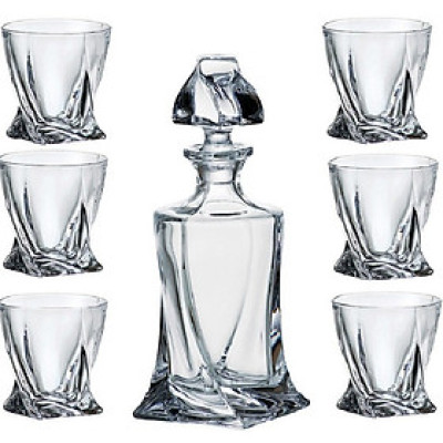 Bộ Chai Cốc Pha Lê Crystalite Bohemia Quadro (Set 1 + 6 pcs) 