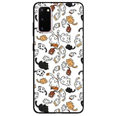 Ốp lưng dành cho Samsung S20 - S20 Plus - S20 Ultra mẫu Họa Tiết Mèo Nền Trắng
