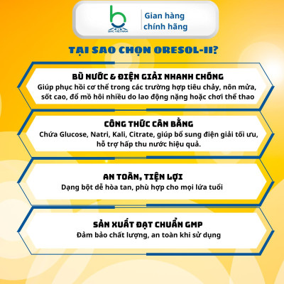 Bột Pha ORESOL-II Bù Nước Và Điện Giải Phù Hợp Với Người Chơi Thể Thao, Lao Động Nặng - 40 gói