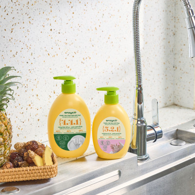Nước rửa chén bát sinh học ENZYCO 465ml - Chiết xuất Bồ hòn và Enzyme Dứa
