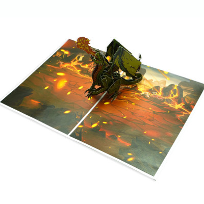 Thiệp 3D Rồng Phun Lửa Huyền Bí – Thiệp Pop Up Độc Đáo, Sáng Tạo, Tặng Sinh Nhật, Game Thủ, Fan Fantasy, A33