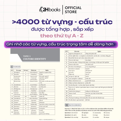 Sách Combo 30 Chủ đề từ vựng Tiếng Anh, 4000 từ vựng, 2000 câu hỏi trắc nghiệm, tiếng anh cô Trang Anh, 2HBooks
