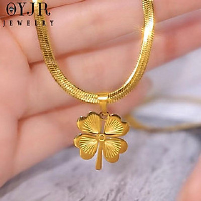 OYJR dây chuyền titan không gỉ cỏ 4 lá vòng cổ không gỉ nữ trang sứ c Jewelry bốn