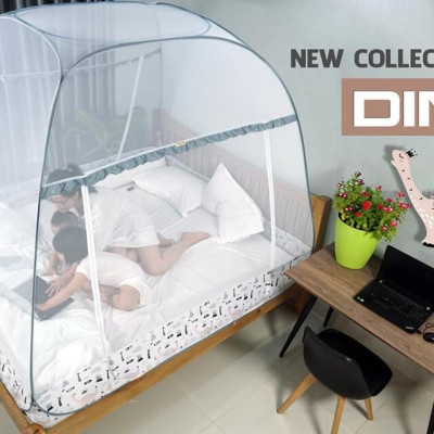 Màn chụp cao cấp Mộc Miên đỉnh rộng Mẫu Xám Khủng Long - Kích thước 1,6mx2m - 2 cửa ( Hà Nội )