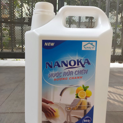 Nước rửa chén bát hương chanh Nanoka 5kg Rửa sạch dầu mỡ, Khử mùi tanh, Bảo vệ da tay