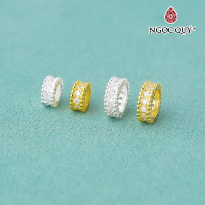 Charm bạc chặn họa tiết hạt đính đá trắng - Ngọc Quý Gemstones