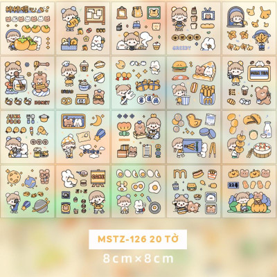 Bộ 20 Tờ Sticker Nhiều Hình Cô Gái Và Bé Thỏ - Telado MSTZ-12/2-6 (Mẫu Màu Giao Ngẫu Nhiên)