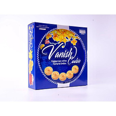 Bánh quy Vanish  hộp sắt  tròn cà phê 350g Màu XANH