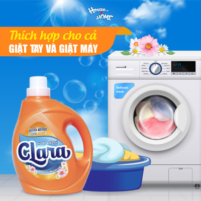 Nước giặt xả Clara hương hoa nắng ban mai can 2,6 kg