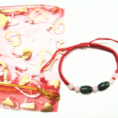 Vòng tay chỉ đỏ may mắn bình an kèm túi đỏ làm quà tặng - 2 lu thống xanh