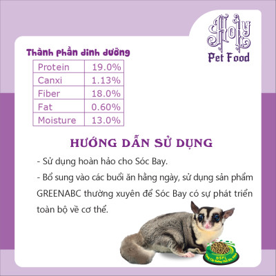 Thức ăn SÓC BAY, Sugar Glider - Mượt lông, Tăng đề kháng, Cơ thể toàn diện - hộp 480g