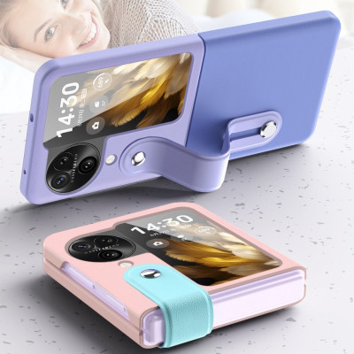 Ốp lưng đai đeo hand trap chống sốc cho Oppo Find N3 Flip hiệu HOTCASE Wristband Stand Phone Case - chất liệu cao cấp, thiết kế thời trang sang trọng có đai đeo tay an toàn - Hàng nhập khẩu