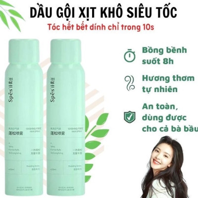 Phụ kiện nhà tắm  _ Dầu gội đầu khô dạng xịt cấp tốc chai 150ml  , không cần dùng nước  , không bết dính , không dầu , giúp tóc bồng bềnh ,mềm mượt hương thơm dịu nhẹ , phù hợp với người bận rộn , nhỏ gọn dễ mang theo mọi nơi 