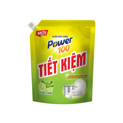 Túi Nước Rửa Chén POWER100 Tiết Kiệm Hương Tinh Dầu Chanh 3.5KG
