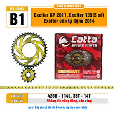 Nhông sên dĩa EXCITER MẪU MỚI (Nhông Dĩa Vàng Đồng, Sên Vàng) - Nhông sên dĩa CATTA chất lượng cao