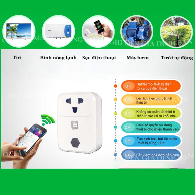 Ổ Cắm Thông Minh HUNONIC, Ổ Cắm Wifi Điều Khiển Từ Xa Qua Điện Thoại - SK01
