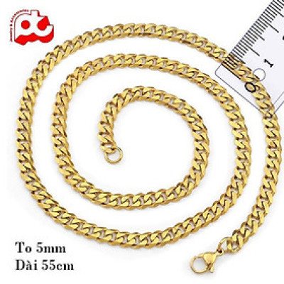 Dây chuyền nam cao cấp titan titan thép không gỉ lặc xéo trangsucpt kích cỡ 5mm mạ vàng PTDCNA176
