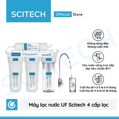 Bộ lọc nước uống công nghệ UF 4 cấp lọc by Scitech (Không dùng điện, không nước thải) - Hàng chính hãng