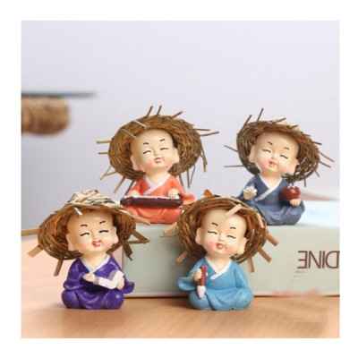 Bộ tượng chú tiểu nón nhẹ nhàng vẽ Cầm - Kỳ - Thi - Họa - 4 tư thế - Hàng chính hãng