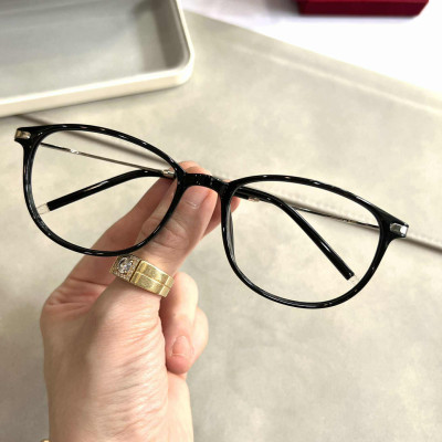 Kính mắt thời trang Hàn Quốc dáng bầu gọng kim loại tăm cao cấp