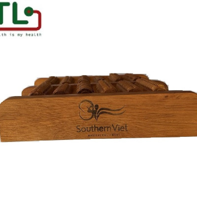 Bàn lăn chân gỗ Massage 6 hàng Miền Nam matxa huyệt đạo ( 31 x 24 x 10 cm)