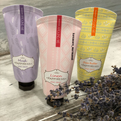 [Tặng móc khoá] Kem tay Around Me Happiness Hand Cream Hàn Quốc 60g (Cây lanh) 