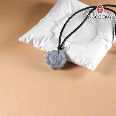 Mặt dây chuyền hoa mẫu đơn đá cẩm thạch lam ngọc type A 20x21mm mệnh thủy mộc - Ngọc Qúy Gemstones