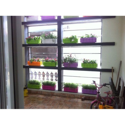 Chậu nhựa hàng rào - Size 45x20x15cm- Cây giả, hoa lụa decor trang trí nhà cửa