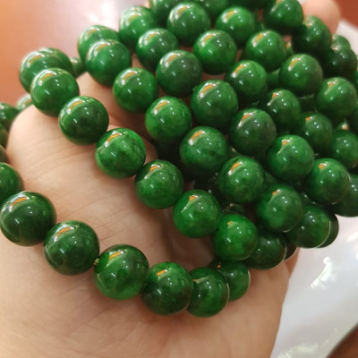 Vòng đeo tay nữ đá cẩm thạch xanh đậm 10mm đẹp  Nữ mệnh mộc hỏa thủy đeo may mắn tài lộc rẻ đẹp ạ