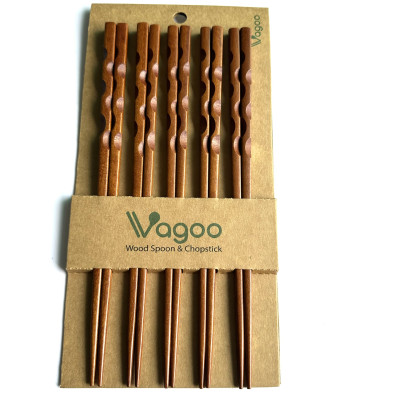 Bộ 5 Đôi Đũa Xoắn Gỗ Nhãn Tự Nhiên - VAGOO - Làm Thủ Công Sang Trọng, Tinh Tế, Chống Thấm, Chống Mốc Đạt Chuẩn An Toàn