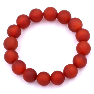 Vòng tay chuỗi hạt thạch anh đỏ mài mờ 12 ly 16 hạt