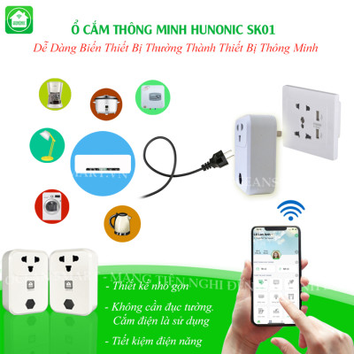 Ổ Cắm Thông Minh HUNONIC, Ổ Cắm Wifi Điều Khiển Từ Xa Qua Điện Thoại - SK01