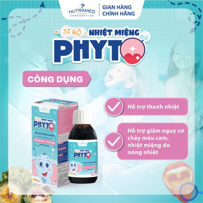 Siro nhiệt miệng Phyto hỗ trợ giảm nguy cơ nhiệt miệng, chảy máu cam do nóng nhiệt (120ml)- Nutramed
