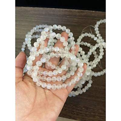 Vòng Tay Phong Thủy Đá Ánh Trăng hạt 8mm TRẮNG BÓNG ĐẸP  Chất liệu 100% đá thiên nhiên màu trắng tinh xinh xắn  Nữ mệnh Kim mệnh Thủy ạ