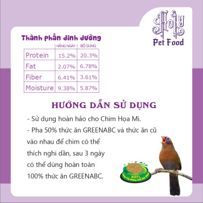 Thức ăn Chim HỌA MI, Chinese Hwamei - Hót hay, Mượt lông, Căng lửa - hộp 280g