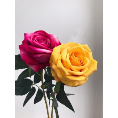 Hoa hồng nhung lụa - dài 40cm - gồm 1 bông Cây giả, hoa lụa Decor trang trí nhà cửa