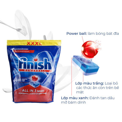 Viên rửa bát finish All in 1 loại 100 viên